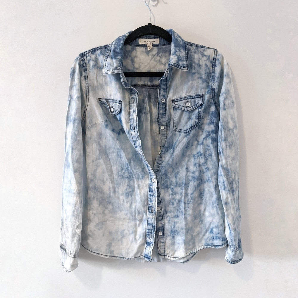 Tie-dyed Chambray button up XS